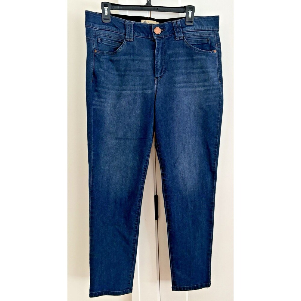 Democracy Jeans Womens Size 14 AB Technology Distressed Dark Blue Denim Stretch